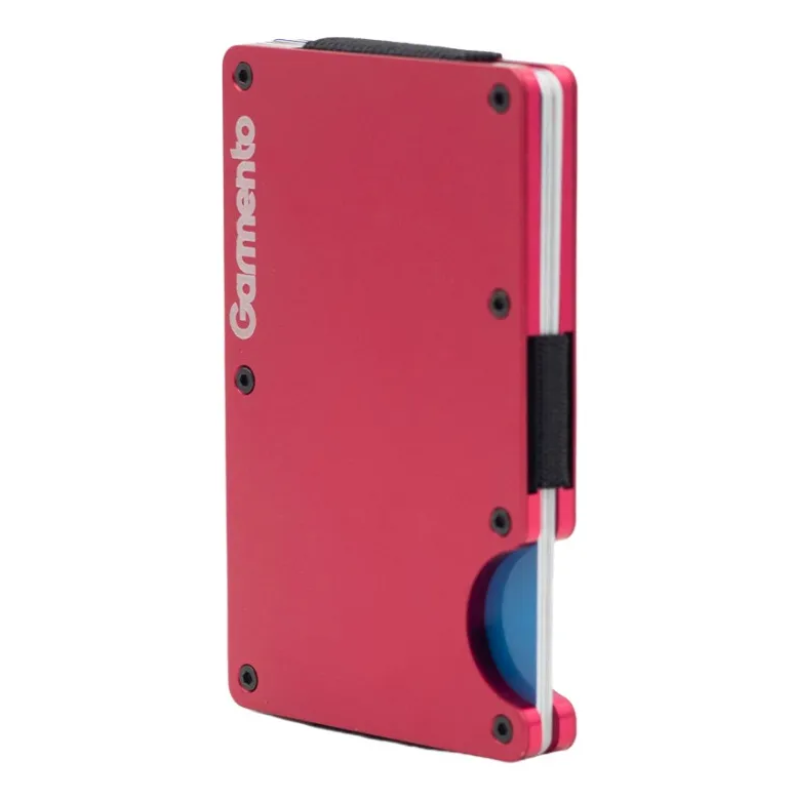 Garmento Billetera Metálica Con Correa Indestructible Rfid Rojo