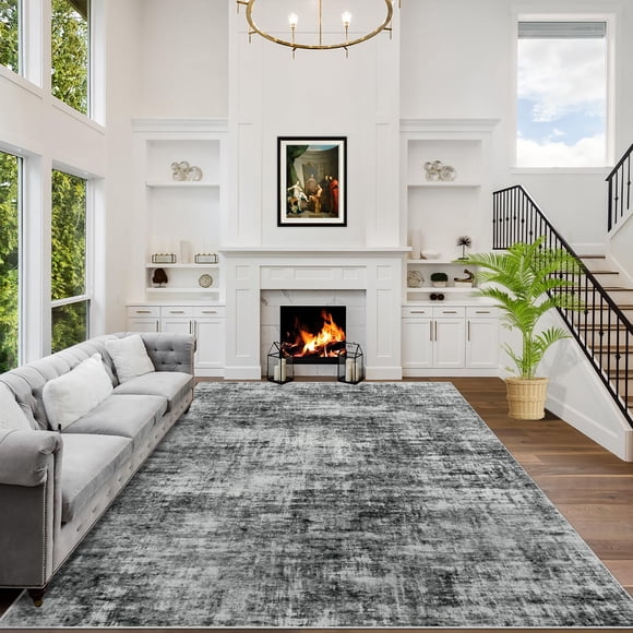 Alfombra Gent drizz 244 x 152 cm Lavable Abstracta Negra