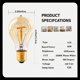 thumbnail image 2 of Bombilla incandescente Kellarosses 40W A19 E26 120V Ámbar regulable Pack de 6, 2 of 9