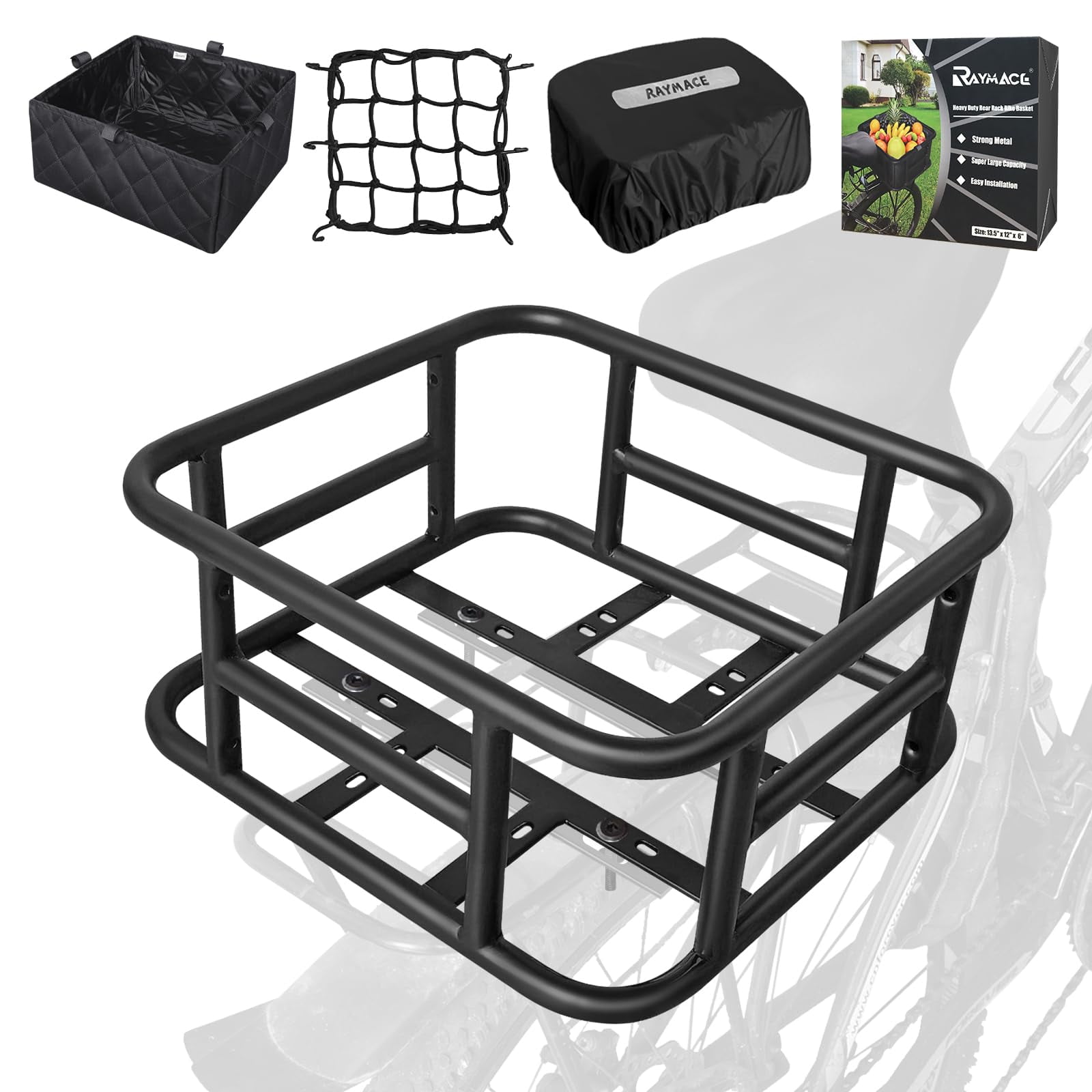 Cesta Trasera Para Bicicleta Raymace Con Red De Carga Y Forro