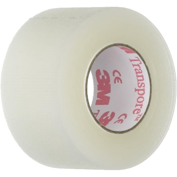 Cinta de primeros auxilios 3M Transpore transparente de 2,6 cm de ancho, 2 rollos