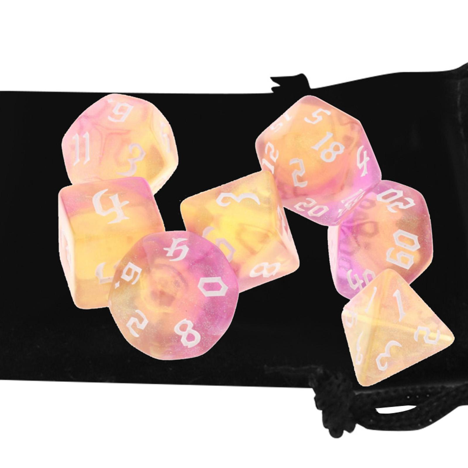 Magideal - Dados Poliédricos Acrílicos, Juguetes D8 D10 D12 D20 Con Bolsa Para Juegos De Mesa Rpg, Accesorios Para El Aula , Amarillo J