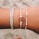 thumbnail image 2 of Pulsera de cuerda de cera trenzada ajustable hecha a mano, pulsera de hilo con nudo elástico, dije de concha, joyería de amistad, 12 pulgadas, metal, 2 of 6