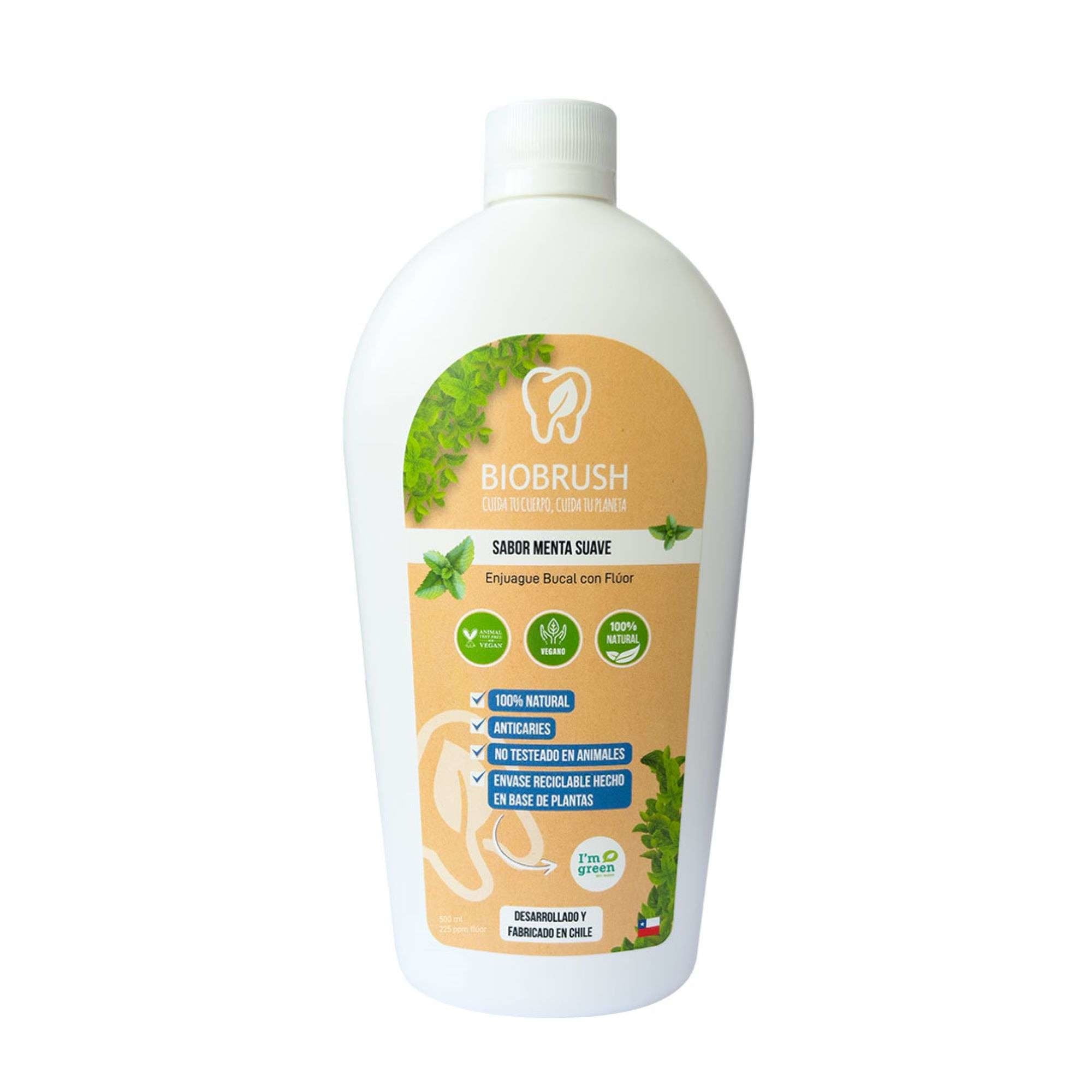 Enjuague Bucal Ecológico Menta Suave Con Flúor 500 ml Biobrush