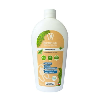 Enjuague Bucal Ecológico Menta Suave Con Flúor 500 Ml Biobrush