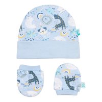 Set 2 Piezas Baby Gift Gorrito Y Mitones Bambino Celeste