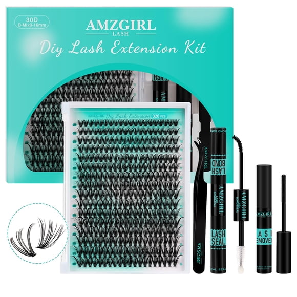 Kit de extensión de pestañas AMZGIRL LASH, 320 unidades, racimos individuales