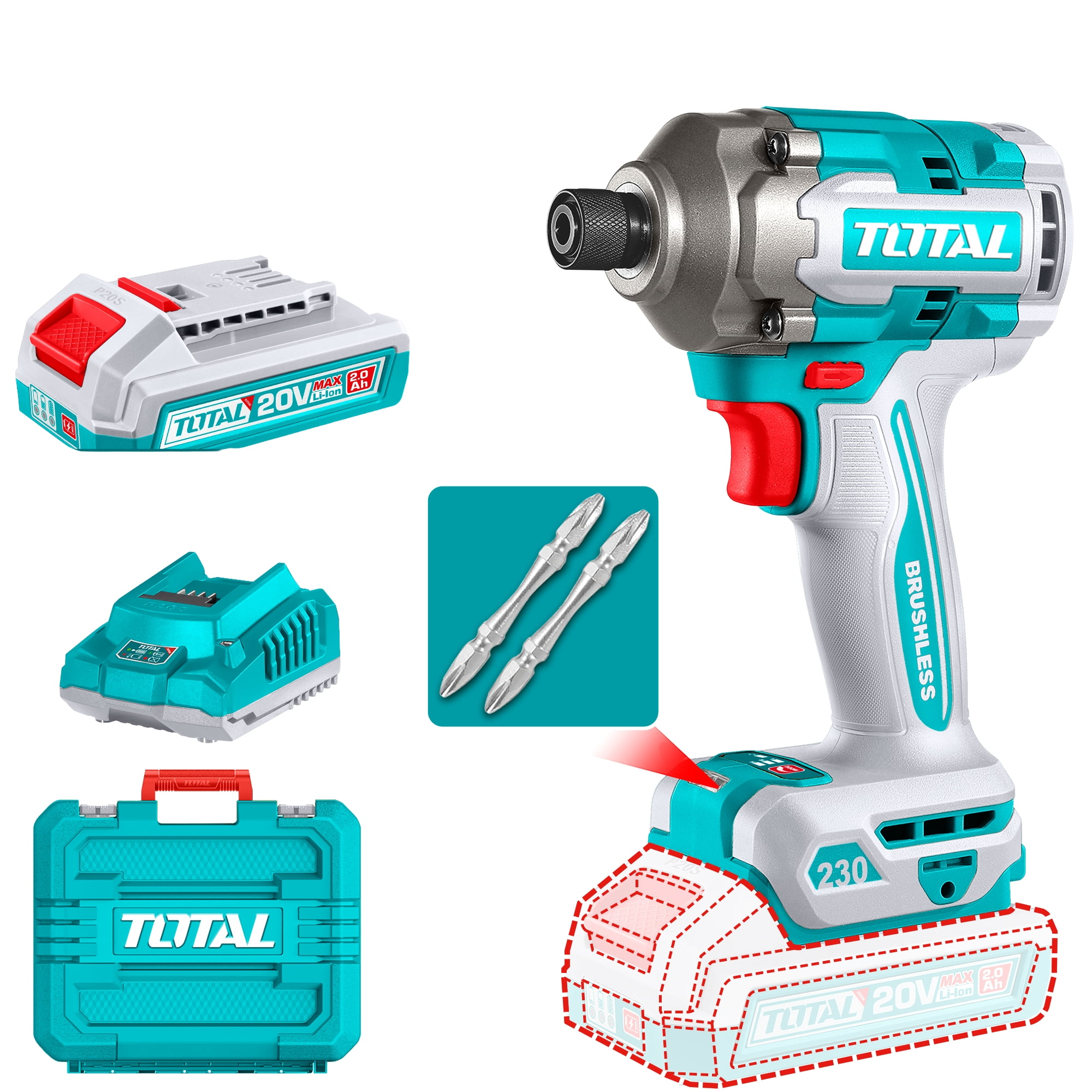 Atornillador De Impacto Litio-ion 20v 230nm Total