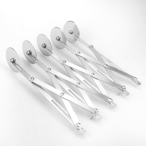 Xusx111 - Cortador De Pastelería Ajustable, Divisor De Masa De Acero Inoxidable De 5 Ruedas, Cortador De Horneado De Cuchillo De Pastelería Multiredondo De Pizza Expandible De Acero Inoxidable