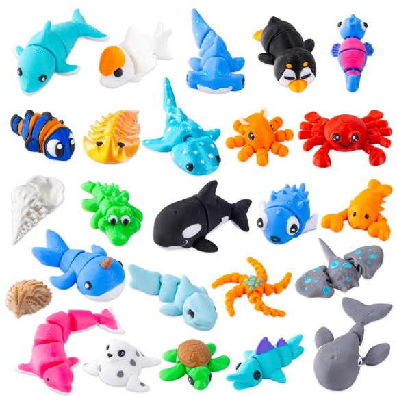 Mini Toys pkaoakyo 25 piezas Animales del Océano 3D Flexibles