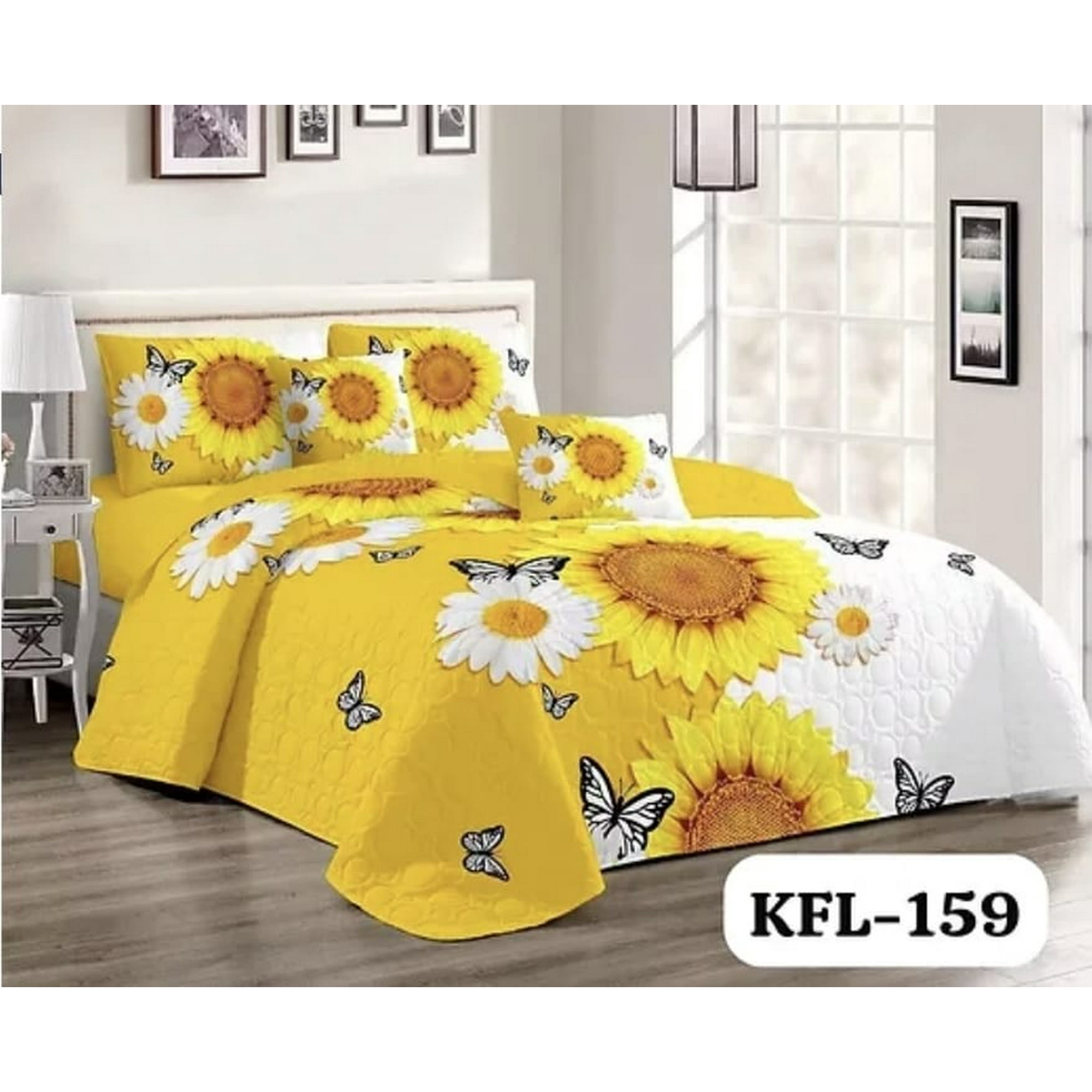 Cubrecama Quilt Verano 2 Plazas - Amarillo Girasol Kfl159