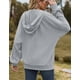 thumbnail image 5 of Sudadera con capucha y cremallera completa para mujer, color liso, informal, con capucha, manga larga, bolsillos, abrigo, 5 of 6