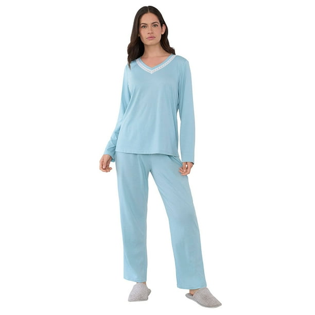 Pijama Mujer Largo Encaje Verde Agua Corona
