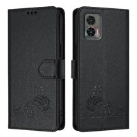 Funda Tipo Cartera Foxdock Para Motorola Edge 30 Neo Con Soporte, Ranuras, Rfid, Diseño De Gato