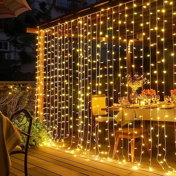 Luces Cortina 300 Leds 299 Cm Blanco Cálido