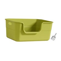 Ioensy - Caja De Arena Abierta Inodoro Para Gatos Con Manijas Huecas Fácil De Limpiar Para Gatos De Interior Verde
