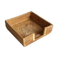 Bothyi - Cesta De Servilletas Plana Tejida, Cesta De Servilletas De Mimbre Para Café Al Aire Libre, Baño, 19 X 19 X 6 Cm