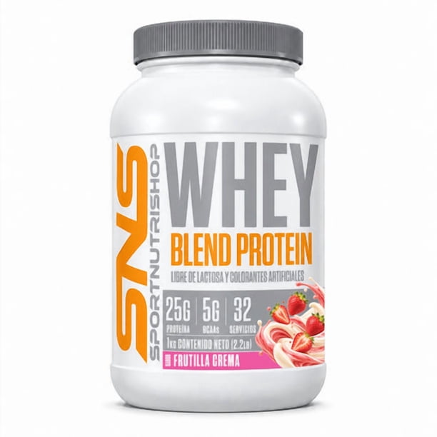 PROTEINA WHEY BLEND 1KG 32 SERVICIOS FRUTILLA CREMA - SPORTNUTRISHOP