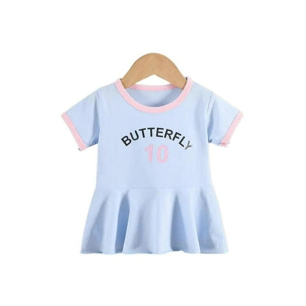 Vestido Niña Algodon Verano Manga Corta Butterfly Celeste celeste 2
