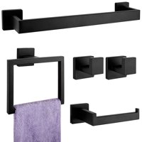 Juego De Accesorios De Baño Pahsfs Negro Mate, 5 Piezas