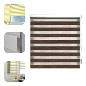 Genérico - Cortina Roller Jaspeada Duo Zebra Dia Noche 120X240Cm Cafe Oscuro