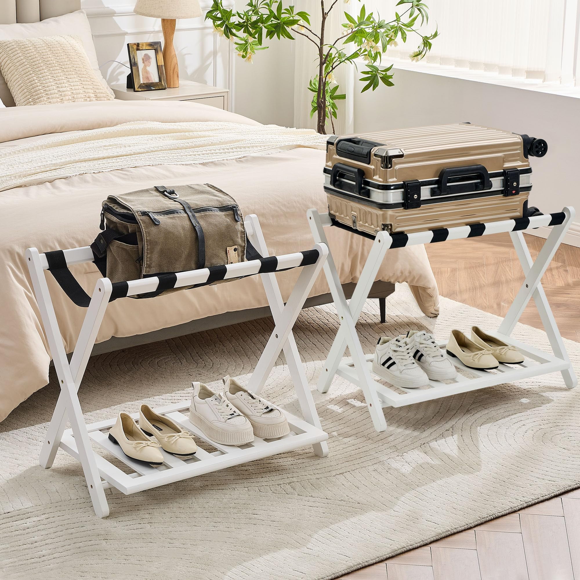 Portaequipajes Oakvivo Blanco Bambú Paquete De 2