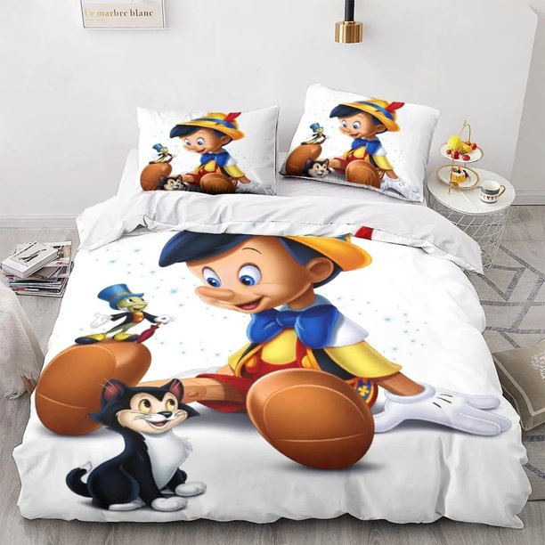 Cartoon 3D Printed Bedding Set Pinocchio Duvet Cover Pillowcases for Girl Boy Birthday Gifts Bed Sheets