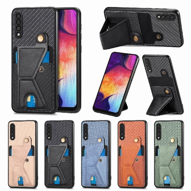 Funda Resistente para Samsung Galaxy A50/A50S/A30S con Tarjetero y Soporte, Diseño Magnético Negro