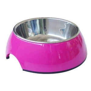 Mascan - Plato Melamina Sólido Redondo Fucsia Talla L Perro