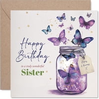 Tarjeta De Felicitación Stuff4 Para Cumpleaños De Hermana Con Tarro De Mariposas 14.5 Cm