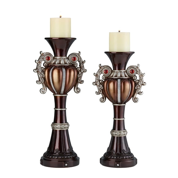 Set de portavelas OK Lighting Delicata plateado/marrón/bronce
