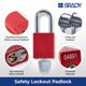thumbnail image 3 of Candado de seguridad Brady 12 unidades rojas, cada uno con llave diferente, 2 llaves, 3 of 7