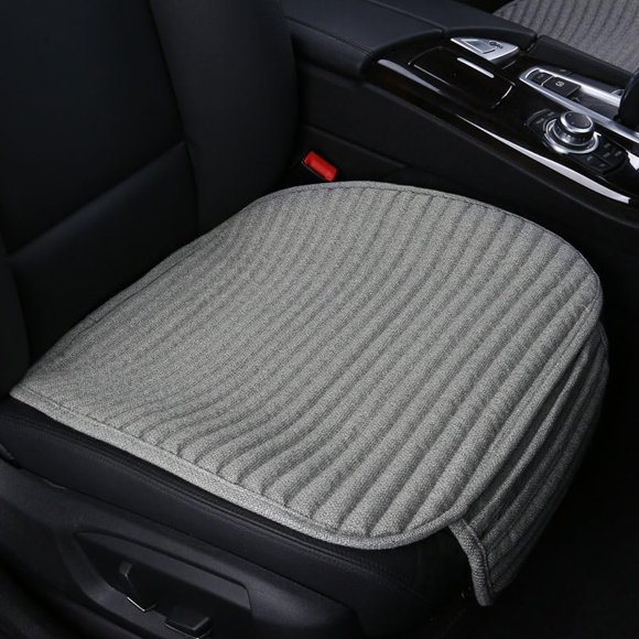 Fundas para Asiento de Coche Suninbox, Cobertura Inferior de Tela, Almohadilla Universal para Asiento Delantero con Cáscaras de Trigo Sarraceno, Cojín Ventilado y Transpirable para Conductor (Gris)