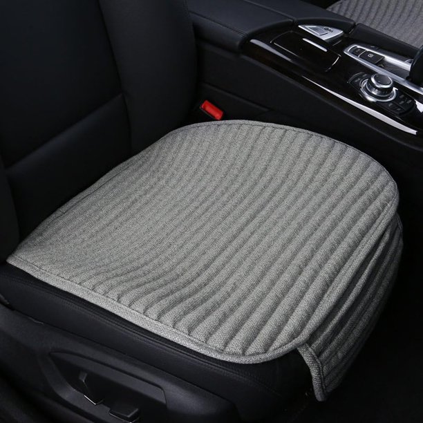 Fundas para Asiento de Coche Suninbox, Cobertura Inferior de Tela, Almohadilla Universal para Asiento Delantero con Cáscaras de Trigo Sarraceno, Cojín Ventilado y Transpirable para Conductor (Gris)