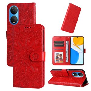 Funda Tipo Cartera Foxdock Para Honor X7 , Diseño Girasol En Relieve, Cuero Pu, Cierre Magnético, Soporte Y Tarjetero
