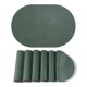 thumbnail image 1 of 6 Piezas de Manteles Individuales Ovalados de Cuero para Decoración de Mesa de Comedor de Cocina Resistentes al Calor Manteles Individuales Limpiables Verde/Gris 17.3x11.8 pulgadas, 1 of 6