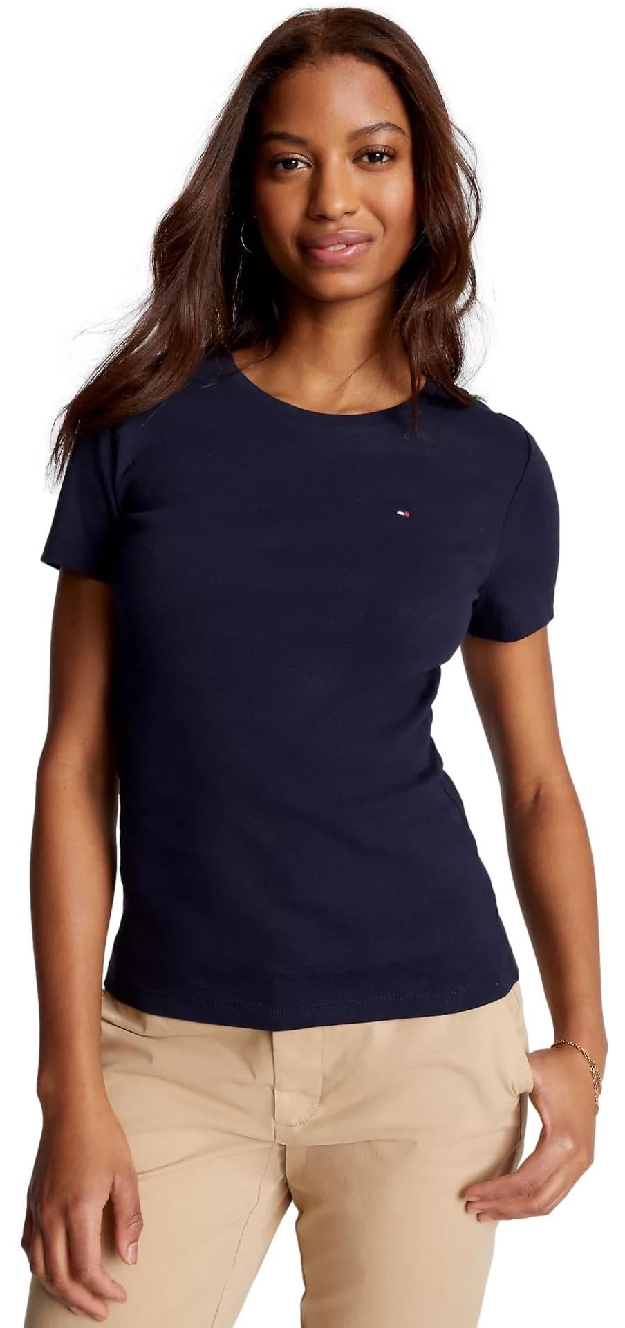 Camiseta Tommy Hilfiger Essential Favorite Flag Logo Para Mujer