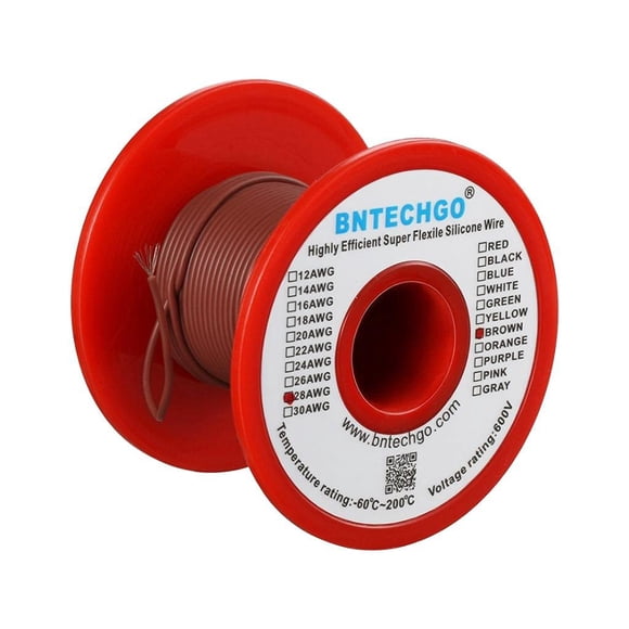 Cable BNTECHGO de silicona marrón calibre 28 AWG, carrete de 30,5 m