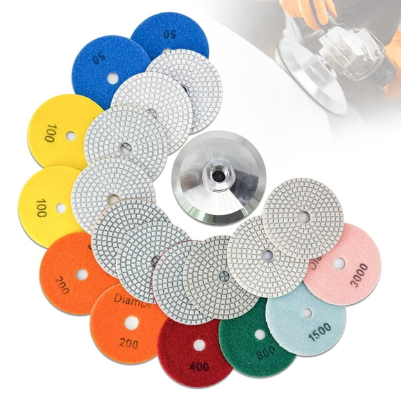 Kit de 11 discos de pulido de diamante DiamDr de 4" para uso húmedo y seco