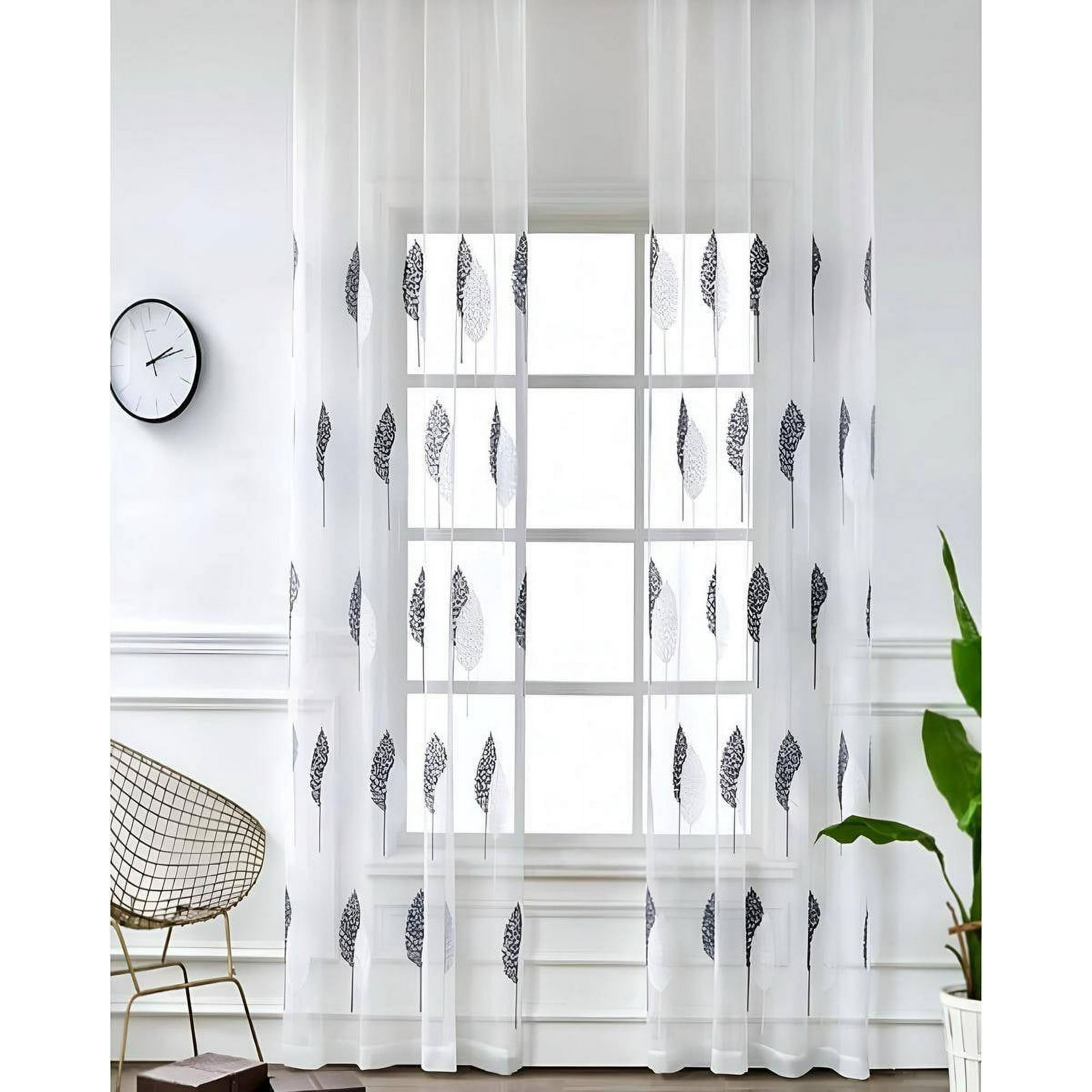 Genérico - 2 Panel De Cortina Visillo Transparente Con Textura 140x230cm