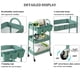 thumbnail image 3 of Rolling Cart danpinera de almacenamiento de metal de 3 niveles, verde, con ruedas, 3 of 9