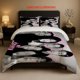thumbnail image 1 of Black And White Photo of Seven People with Pink Love Star Decorative Pattern Three-Piece Set Soft And Comfortable Bedding Set Available in All Seasons, 1 of 5