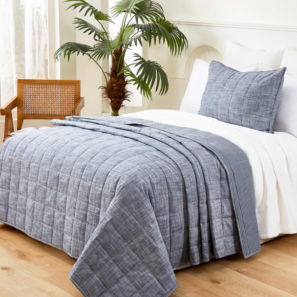 Juego de colcha softpage Twin 68x88" Navy, 2 piezas, algodón