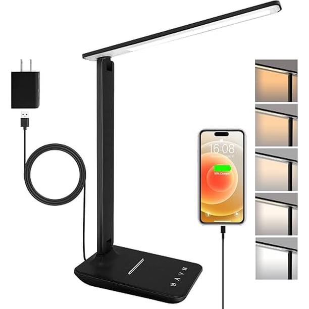 Lámpara de escritorio LED shinelife para oficina en casa, lámpara de escritorio brillante con puerto de carga USB, lámparas de escritorio ajustables