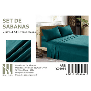 Todostore - Set De Sabanas King Verde Oscuro 200 Hilos + 2 Funda De Almohada