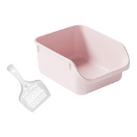 Magideal - Bandeja De Arena Antiadherente Semicerrada Para Gatos, Contenedor De Arena Para Gatos, Cómoda De Transporte Fácil, Inodoro Para Gatitos, Inodoro Para Rosa