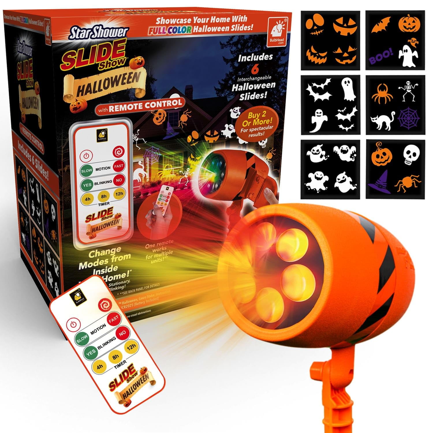 Proyector Led Star Shower Slide Show Halloween Con 6 Diapositivas