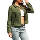 thumbnail image 4 of INSPIRE CHIC Chaqueta de Flecos de Imitación de Gamuza para Mujer con Botones y Mangas Largas Estilo Occidental Vintage XS Verde Militar, 4 of 6