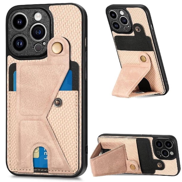 Funda Resistente para iPhone 14 Pro Max con Tarjetero y Soporte, Diseño Magnético Blanco