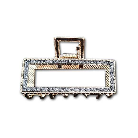 Traba Metálica Garra Rectangular Brillo Para Cabello Azul Marino